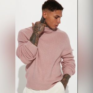 Men’s Ribbed Cozy Sweater Turtleneck Mauve Size M NWT